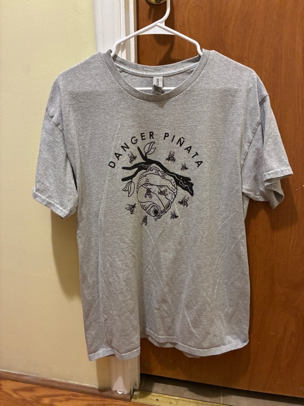 Gildan Gray Short-Sleeve Tee with 'Danger Piñata' Graphic